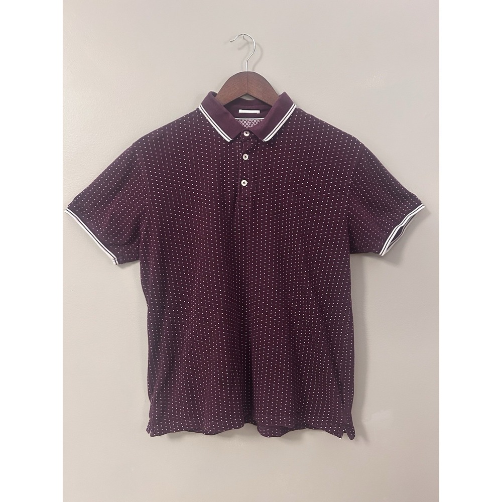 DENIM‎ & FLOWER RICKY SINGH Slim  Polo Burgundy White Poka Dot M Golf - Picture 8 of 14